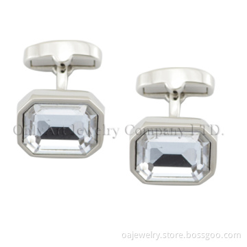 with Crystal on Mechnical Back Brass or Silver Cufflinks (OACL0351)